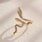 Glamorous Golden Snake Adjustable Wrap Ring Gold Photo 1