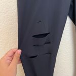 Alo Yoga Ripped Warrior Leggings, Black, Airbrush Knit, High Waist Laser-Cut Fit Photo 5