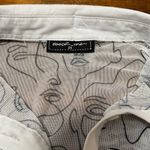 White and Black Woman Face Print Button Up Sheer Collared Button down 3X Womens Photo 6