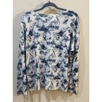 C by Bloomingdale's Cashmere Toile Crewneck Sweater Blue Cream Size XL Photo 4