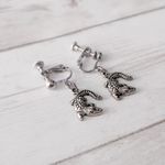 Vintage Clip On Earrings Silver Tone Crocodile Alligator Earrings Photo 1