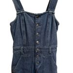 Aerie Denim Jumpsuit XS Button Front Wide Leg Overalls Utility Pocket Photo 2