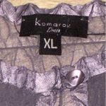 Komarov Sheer Overlay Midi Dress Purple Crinkled Bodice Keyhole Size XL Photo 8