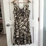 Talbots Empire Waist Ruffle Hem Animal Print Sleeveless Midi Dress Size 8 Photo 1