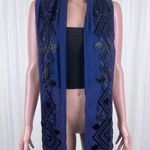 Talbots Women's Beaded Silk Scarf Midnight Blue Navy Blue Photo 0