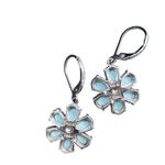 New Sleeping Beauty Turquoise Flower 925 Earrings with Diamond Center Blue Photo 5