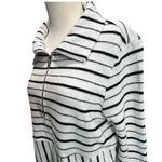 Habitat  Clothes to Live In Weekend Terry Top S White Stripe 1/4 Zip Sweatshirt Photo 3