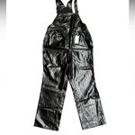 Good American  black better than leather faux leather overalls Size 16 NWT Photo 9