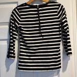 J.Crew  Striped Top With Faux Leather Trim Down Sleeves & Zip Pull Size xxs Photo 1