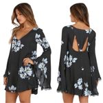 Free People  Wanderer Floral Boho Bell Sleeve Tunic Dress Womens Size Small Photo 1