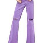 AFRM Oden Purple Distressed Wide Leg Jeans Size 30 Photo 0