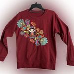 Unique Mexican Embroidered Vibrant Floral Folk Art Long Sleeve Sweatshirt S Photo 0