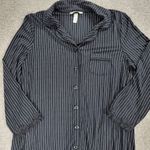 Soma Cool Collection Night Pajama Set S/M Black Stripes Lace Trim Crop Button Up Photo 15