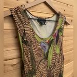 Vintage Nostalgia Size Large Rustic Floral Alligator Print Slinky Maxi Dress Green Photo 2