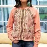 Anthropologie Akemi + Kin Peach Embroidered Bohemian Crew Neck Sweatshirt S Photo 1