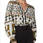 Cleobella  Maren Blouse Size Small Art Deco Print Organic Cotton Boho Photo 0