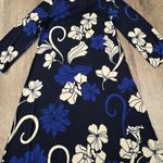 Chico's  Travelers Floral Stretch Navy Bell Sleeve Below Knee Business Size 2 Photo 0