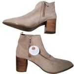 Blondo Laureece Waterproof Suede Ankle Booties Block Heel Side Zip Tan 10M Photo 6