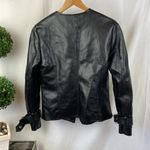 Nanette Lepore  Black Faux Leather Zip Up Cropped Moto Motorcycle Jacket S Photo 1