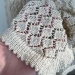 Vintage Cardigan Sweater Women Medium Beige Open Knit Crochet Long Sleeve Button Photo 6