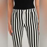 Lulus  Aptitude Black and White Striped Zip-Front Cropped Skinny Jeans Sz Small Photo 4