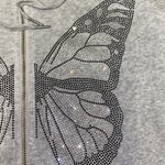 SheIn Bedazzled Butterfly Zip Up Jacket Hoodie Sweatshirt Shirt Top Photo 2
