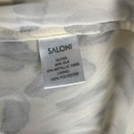 Saloni Silk Jacquard Metallic Feather Button Front Puff Sleeve Blouse Size 10 Black Photo 7