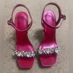 Karl Lagerfeld  Paris Jala Pink Metallic Ankle Strap Platform Heels Sandals Photo 3