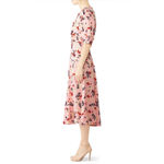 by TiMo Pink Floral Midi Dress Short‎ Puff Sleeves Bloom 50s Print, Size Small Photo 10
