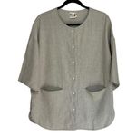 Beaton 100% Linen Beige Short Sleeve Chore Jacket Photo 0