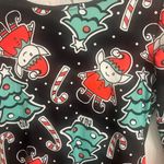 Festive Holiday Dress with Elf and Tree Print Black Photo 1