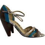 Le chateau  Women's Sandals High Heels Open Toe Sz 7 Crisscross Blue Photo 0