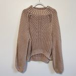 Free People NWOT  Chunky Knit Sweetheart Sweater Size Large Tan Brown Beige Photo 1