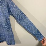 Nike Pro Women's Blue Aztec Print Quarter Zip Running Pullover Top Size L Photo 4