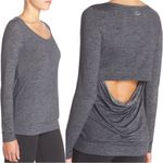 Beyond Yoga  Double Face Cowl Back Gray Long Sleeve Space Dye Soft Stretch Jersey Photo 1