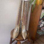 Worthington 9.5 Metallic Gold Knee High Boots Stiletto Glam Party Statement Photo 5