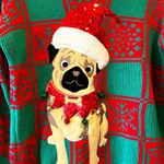 Christmas Sweater Puppy Dog Santa Hat Red Green Womens Medium 33 Degrees Comfy Photo 1