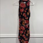 SNDYS Mesh dress Ruched Floral Sleevless Midi stretch NEW Small Red Photo 1