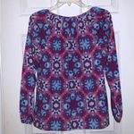 Cuddl Duds Cuddy Purple & Blue Geometric Long Sleeve Keyhole Blouse Photo 2