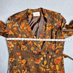 Le Suit  Petite Brown Leaf Print 2-Piece Set Photo 11
