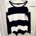 EXPRESS Knit Blue and White Striped Cotton Lightweight Hi Lo Sweater size Medium Photo 0