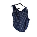 J.Crew NWT Scalloped One Shoulder Swimsuit Laser Cut Eyelet Navy Blue 24 Photo 8
