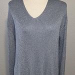 White Stag Blue Sparkly Silver V-Neck Sweater Women’s Size Large Photo 1