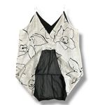 Club Monaco Women’s 14 Silk Double V-Neck Mini Dress White Black Floral Slip NWT Photo 5