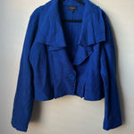 Essentials By A•B•S blue cropped wool jacket with a shaw collar 100% Wool Size L Photo 0