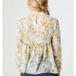 Altar'd State  Yellow & Blue Floral Long Sleeve Babydoll Top XS Photo 1