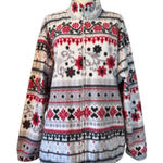 Alfred Dunner  Women's Red and Black Patterned Teddy Jacket L Large Photo 0