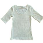 Gap Popcorn Top Size Small White Scoop Neck Short Sleeve T-Shirt Neutral NWT Photo 0