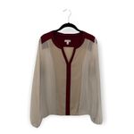 Charming Charlie  Colorblock Semi-Sheer V-Neck Blouse | Size M Photo 2