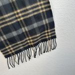 Scotland Unisex Rectangle Scarf 100% Cashmere Black Gray Tan Plaid Fringe Trim Photo 3